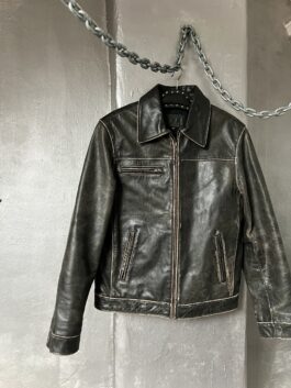 Vintage real leather racing jacket washed brown