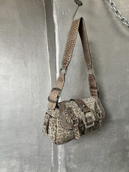 Vintage Guess monogram shoulderbag with snakeskin brown