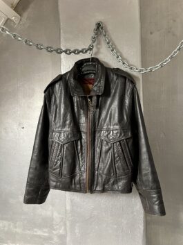 Vintage oversized real leather flying jacket dark brown