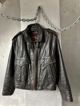 Vintage oversized real leather flying jacket dark brown