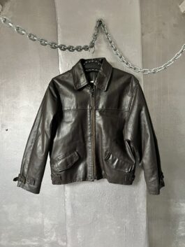 Vintage oversized real leather flying jacket brown