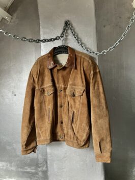 Vintage oversized real leather suede jacket brown