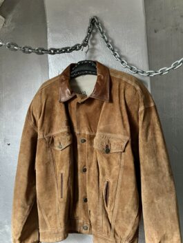 Vintage oversized real leather suede jacket brown