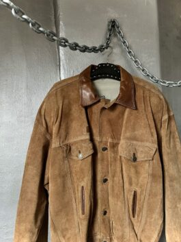 Vintage oversized real leather suede jacket brown