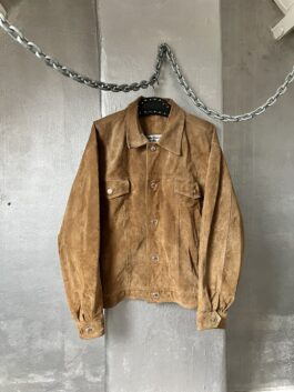 Vintage oversized real leather suede jacket brown beige