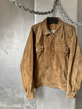 Vintage oversized real leather suede jacket brown beige