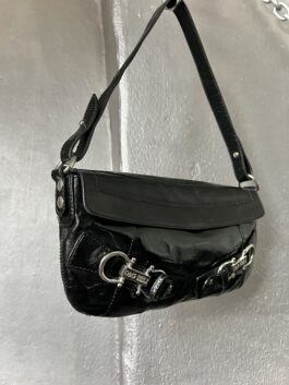 Vintage Dolce & Gabbana real leather handbag with silver hardware black