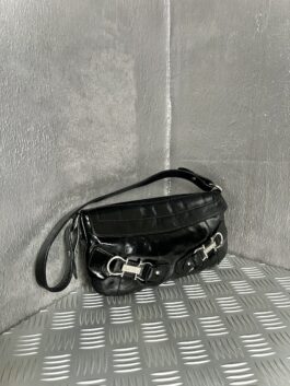 Vintage Dolce & Gabbana real leather handbag with silver hardware black