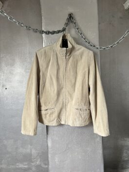 Vintage real leather suede jacket creme beige