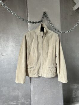 Vintage real leather suede jacket creme beige