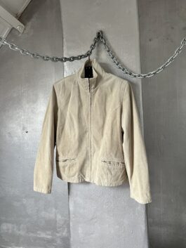 Vintage real leather suede jacket creme beige