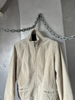 Vintage real leather suede jacket creme beige