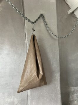 Vintage real leather shoulderbag beige