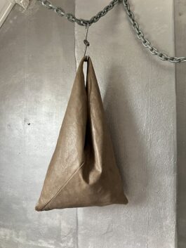 Vintage real leather shoulderbag beige