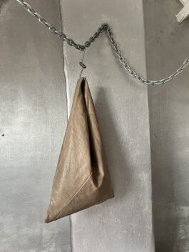 Vintage real leather shoulderbag beige