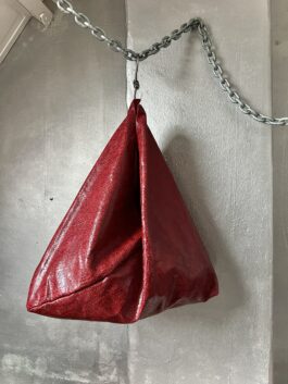 Vintage real leather shoulderbag wine red