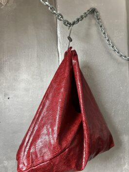 Vintage real leather shoulderbag wine red
