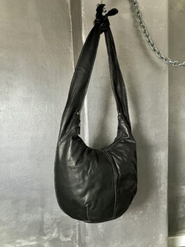 Vintage real leather crossbody bag black