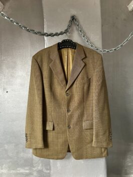 Vintage oversized woolen dad blazer colbert butter yellow/ brown