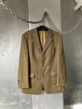 Vintage oversized woolen dad blazer colbert butter yellow/ brown