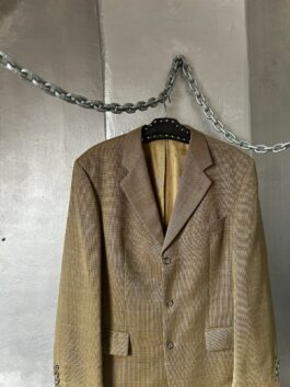 Vintage oversized woolen dad blazer colbert butter yellow/ brown