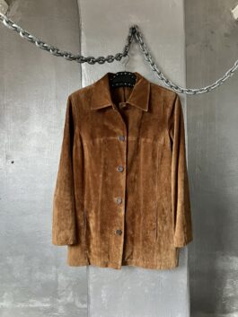 Vintage real leather suede blazer jacket brown