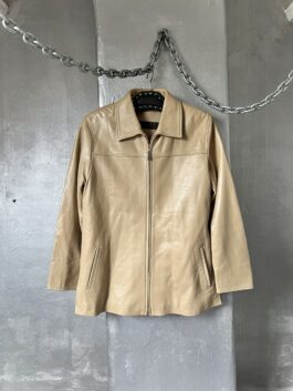 Vintage real leather racing jacket beige