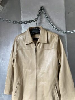 Vintage real leather racing jacket beige