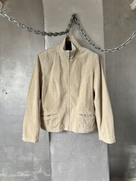 Vintage real leather suede jacket creme beige