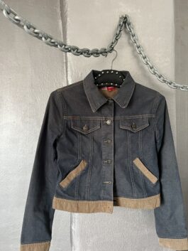 Vintage denim jacket with brown details