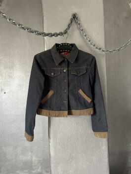 Vintage denim jacket with brown details