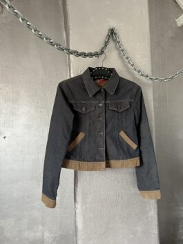 Vintage denim jacket with brown details