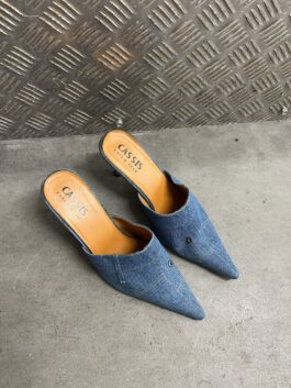 Vintage heeled mules denim