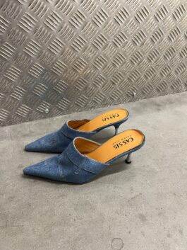 Vintage heeled mules denim