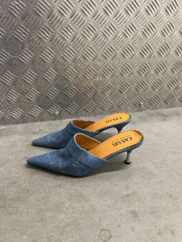 Vintage heeled mules denim