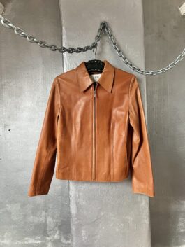 Vintage real leather racing jacket burnt orange