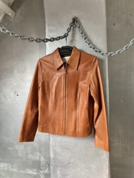 Vintage real leather racing jacket burnt orange