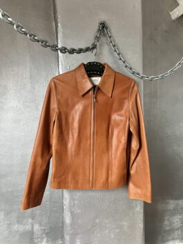 Vintage real leather racing jacket burnt orange