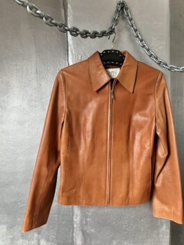 Vintage real leather racing jacket burnt orange