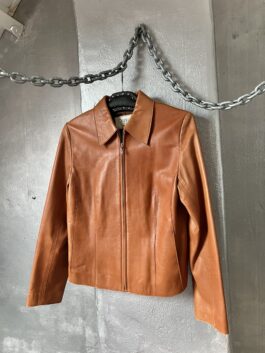 Vintage real leather racing jacket burnt orange