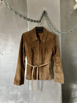 Vintage real leather suede jacket brown