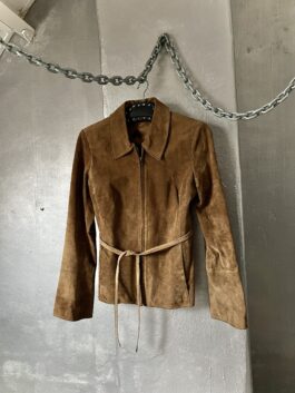 Vintage real leather suede jacket brown