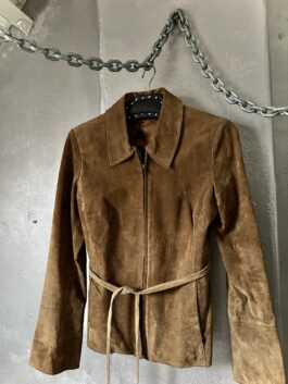 Vintage real leather suede jacket brown