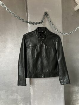 Vintage real leather motorcross racing jacket black