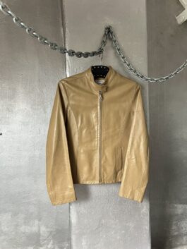 Vintage real leather racing jacket beige