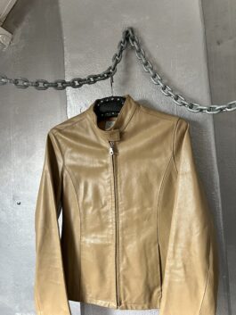 Vintage real leather racing jacket beige