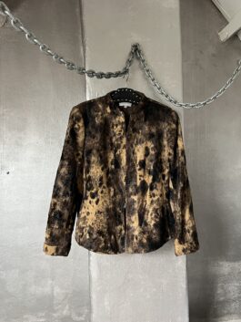 Vintage racing jacket animal print fur brown