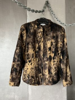 Vintage racing jacket animal print fur brown