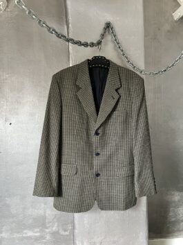 Vintage oversized woolen dad blazer colbert checkered black