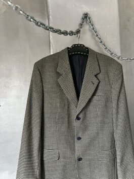 Vintage oversized woolen dad blazer colbert checkered black